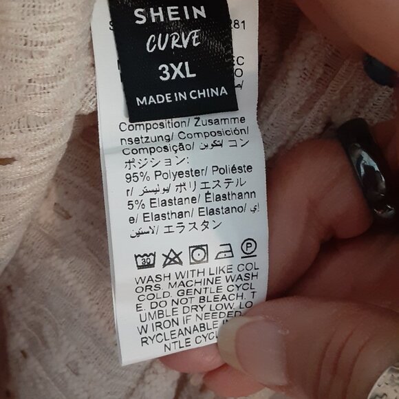 Shein Curve 3XL Top, Beige, Split Sleeves, Easy Care, Elastic Waist, pull on - Picture 3 of 6